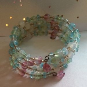 Pastel Glass Bead Coil Bracelet